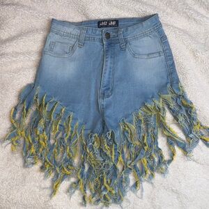 HO JO Blue Fringed Jean Shorts